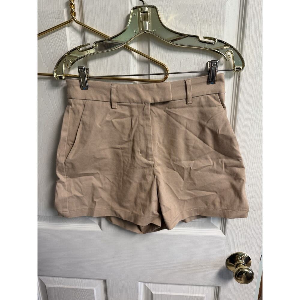 2 Lot Express Editor Tailored Brown Tan White Shorts High Preppy Chic Xs 0 28w